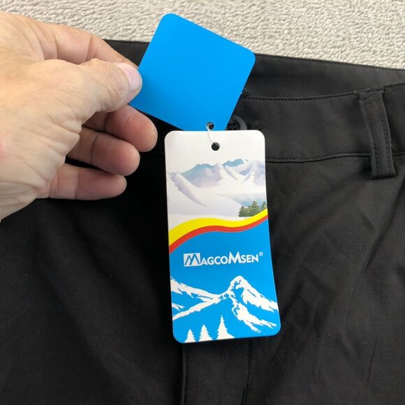 NWT Magco Msen Womens Cargo Pants Small Black Outdoors Capri Elastic Waist Casua - Picture 3 of 13